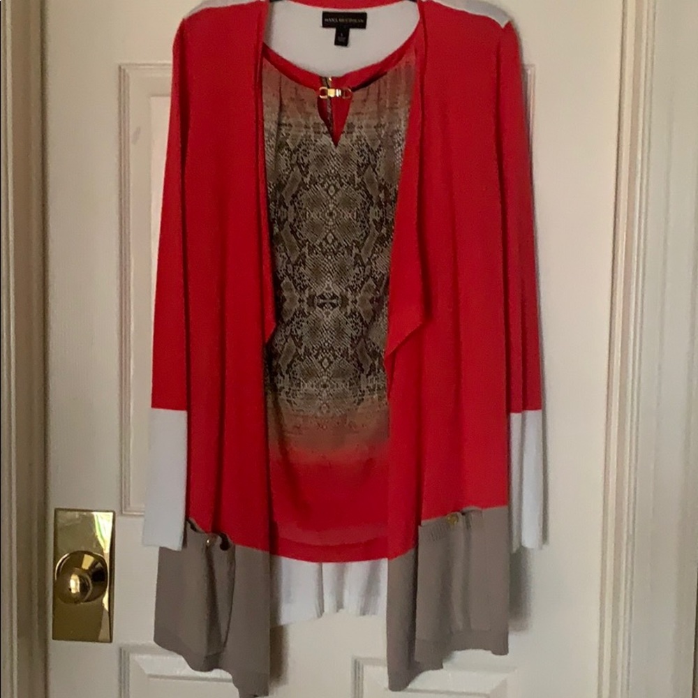DANA BUCHMAN CARDIGAN/BLOUSE SET